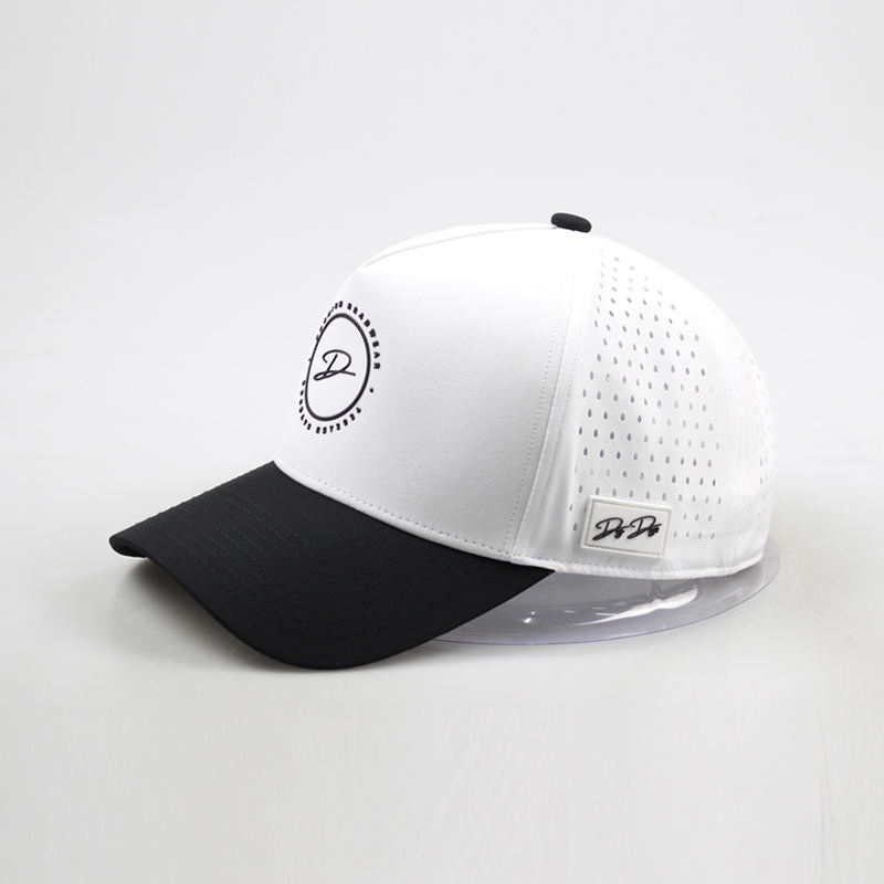 Custom Logo OEM Laser Cut Two Tone 5 Panel Golf Hats Cap